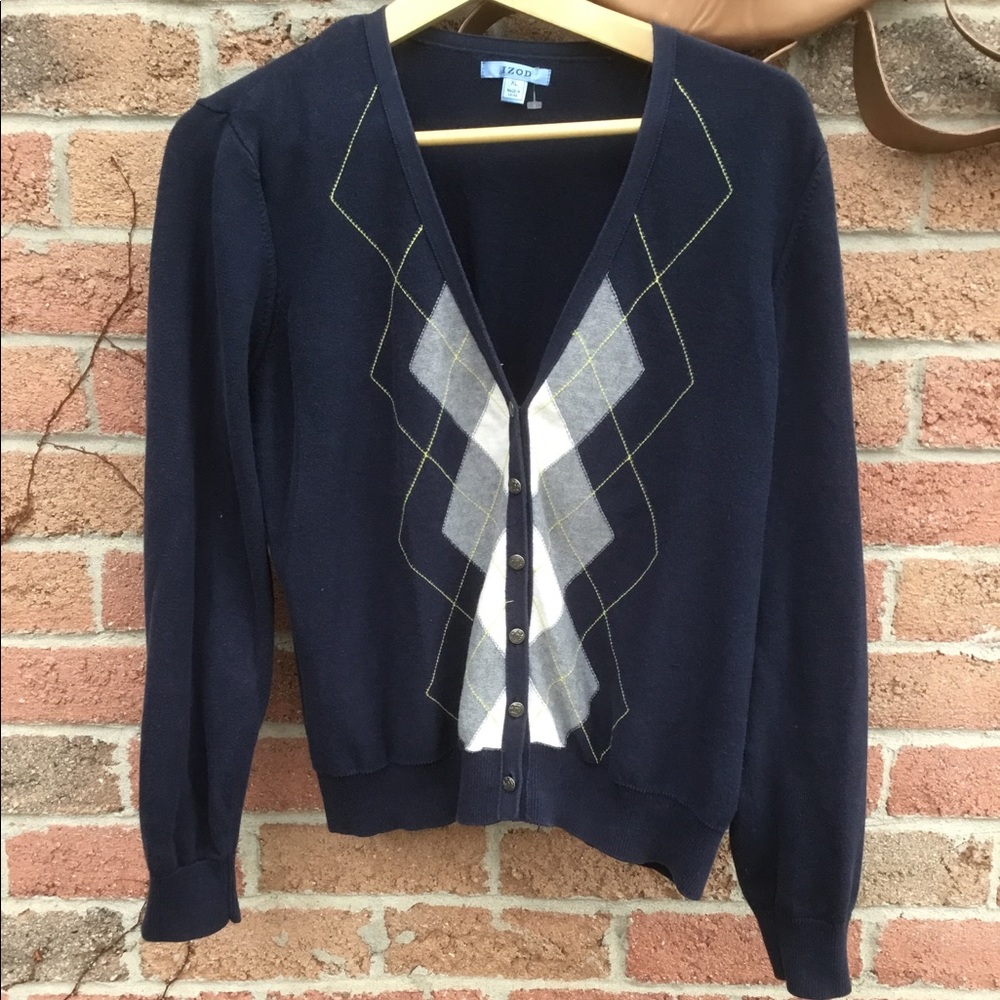 Vintage 80’s Izod argyle button up sweater XL